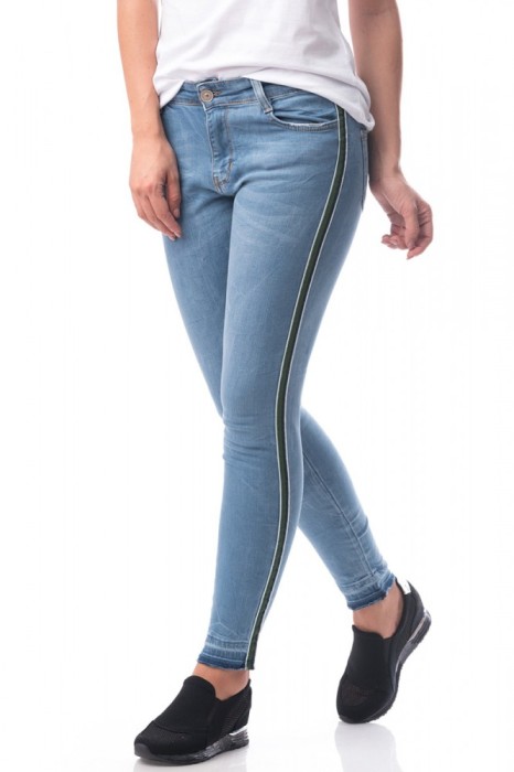 E754-411 Blugi lungi, skinny cu dungi pe lateral