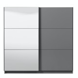 Dulap dormitor Sierra 220, gri grafit, 2 usi glisante, cu oglinda, 217 x 62.5 x 210 cm, 8C