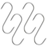 Cumpara ieftin Set 4 carlige inox pentru afumare carne, macelarie, rezistente, sustinere grea, 16 cm, argintiu