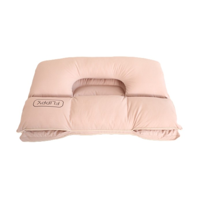Perna ortopedica 3 in 1, flippy, strat dublu, protectie cervicala, pentru adulti, 45 x 70 cm, gri