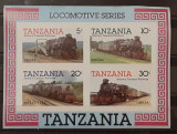 Tanzania locomotive , transporturi,serie 4v. bloc, nedant. mnh