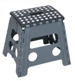 Taburet Pliabil Plastic Gri Negru, 29x22x32 cm, Portabil, Maxim 150kg, Scaun Camping, Gradina, Interior