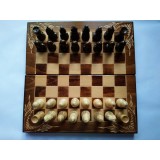 Set sah 32x32cm din lemn fag table joc de dame piese de sah maro