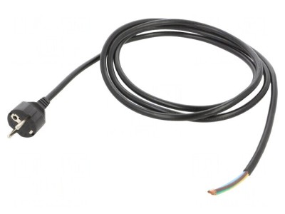 Cablu Negru 2,5m 3x1,5mm2 16A CEE 7/7 PVC foto