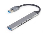 HUB extern GEMBIRD, porturi USB: USB-A 3.1 x 1, USB-A 2.0 x 3, conectare prin USB-A, argintiu, &quot;UHB-U3P1U2P3-02&quot; (timbru verde 0.8 lei)