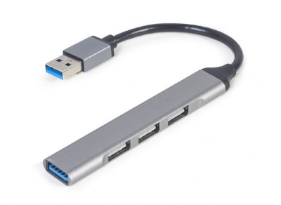 HUB extern GEMBIRD, porturi USB: USB-A 3.1 x 1, USB-A 2.0 x 3, conectare prin USB-A, argintiu, &amp;quot;UHB-U3P1U2P3-02&amp;quot; (timbru verde 0.8 lei) foto