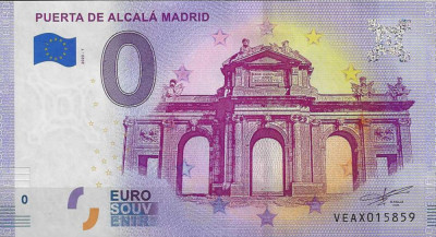NOU : 0 EURO SOUVENIR - SPANIA , MADRID , PUERTA ALCALA - 2020.1 - UNC/ IN SCAN foto
