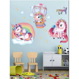 Sticker Perete Autocolant 3 Unicorni Roz 25x70cm