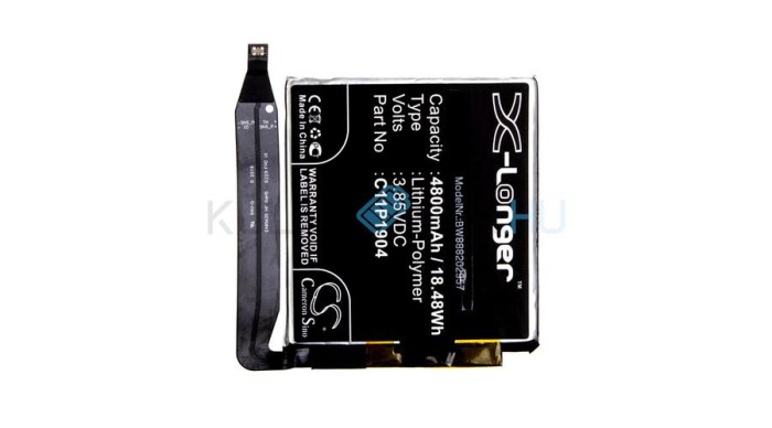 Baterie de telefon mobil VHBW Asus 0B200-03740200, C11P1904 - 4800mAh, 3.85V, Li-polymer