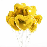 Buchet 10 baloane in forma de inima, Magic Heart, galben, 45 cm