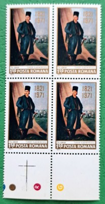 TIMBRE ROM&amp;Acirc;NIA MNH LP753/1971-150 ani de la moartea lui Tudor Vladimirescu -Bloc de 4 foto