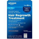 Set Spuma, Amazon, Basic Care, Minoxidil 5%, impotriva Caderii Parului, pentru Barbati, Tratament 3