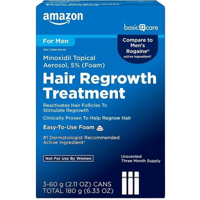 Set Spuma, Amazon, Basic Care, Minoxidil 5%, impotriva Caderii Parului, pentru Barbati, Tratament 3 foto