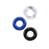 Set 3 Inele Erectie Penis Donut Rings Chisa Novelties, Silicon TPE, Diverse Culori: Negru, Albastru, Transparent, Diametru 1.8cm