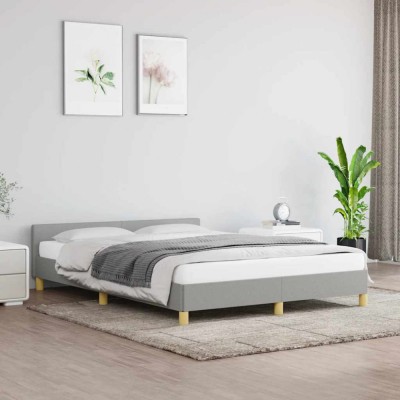 vidaXL Cadru de pat fără saltea, gri deschis, 140x200 cm, textil 347415 foto