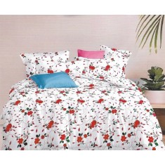 Lenjerie de pat pentru o persoana cu husa de perna patrata, Ekanta, bumbac mercerizat, multicolor