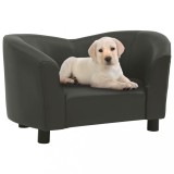 Cumpara ieftin Canapea pentru c&acirc;ini gri &icirc;nchis 67x41x39 cm piele ecologică