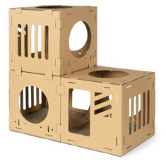 Casa modulara pentru pisici din carton Navaris cu 3 cuburi, 53109.01