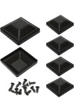 6 bucăți capace din plastic pentru st&acirc;lpi, negre, capace pătrate pentru st&acirc;lpi de gard 90x90mm cu șuruburi de montaj, capace de protecție pentru st&acirc;lp