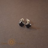Cercei Unisex Argint 925 cu Cristal Zirconia Negru Rotund, 7 mm