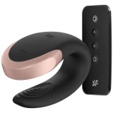 Vibrator Cupluri App Justforme Double Love, Telecomanda, Metal, Silicon, 10 Vibratii, Negru, Reincarcabil
