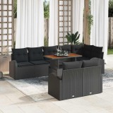 VidaXL Set de canapele pentru grădină 9 pcs Negru 100 x 55 x 73 cm