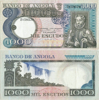 1973 ( 10 VI ) , 1,000 escudos ( P-108a ) - Angola - stare XF+ foto
