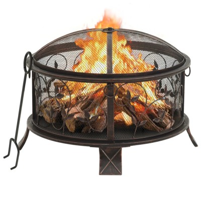 Vatră de foc rustică, cu vătrai, 67,5 cm, oțel, XXL foto