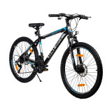 Cumpara ieftin Bicicleta Mountain Bike, roti 26 inch, cadru aluminiu,21 viteze Shimano, frane pe disc, albastru, Oem