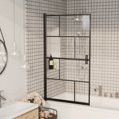 vidaXL Cabină de duș, negru, 80x140 cm, ESG foto
