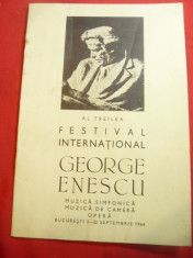 Program - Al III-lea Festival International George Enescu 1964 , 16 pag foto