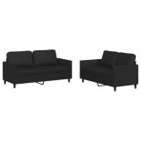 Set de canapele cu perne, 2 piese, negru, piele ecologica
