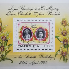 BC784, Barbuda 1986, colita regina Elisabeta a II-a