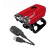 Far Bicicleta Infini Lava 4 Functii, 2 LED Alb 3Lux, Rosu, USB, Indicator Baterie, 16g