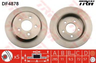 Disc frana JEEP WRANGLER II (TJ) (1996 - 2008) TRW DF4878 foto