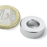 Magnet neodim inel &Oslash;19,1/9,5 x 6,4 mm, putere 7,7 kg, N42