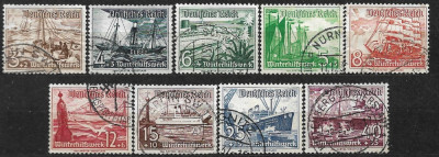 B0951 - Germania 1937 - Nave 9v. stampilate foto
