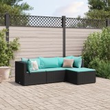 vidaXL Set mobilier relaxare grădină 4 piese cu perne poliratan negru
