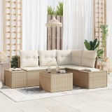 Cumpara ieftin Set de canapele pentru grădină cu pernă 5 pcs Bej, crem