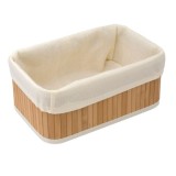 Cos de depozitare, lemn de bambus si captuseala interioara, natur/bej, 28x18x12cm, Oem