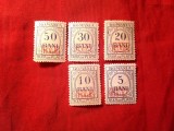 Serie Romania Taxe 1918 oc germana , caseta MViR ,sarniera , 5 valori