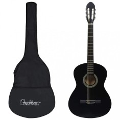 vidaXL Set de chitară clasică &icirc;ncepători, 12 piese, negru, 4/4 39&quot;