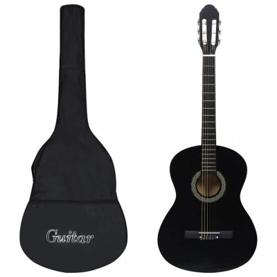 vidaXL Set de chitară clasică &amp;icirc;ncepători, 12 piese, negru, 4/4 39&amp;quot; foto