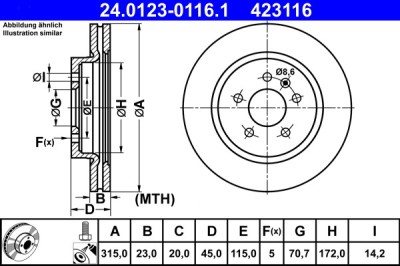 ATE 24.0123-0116.1 Disc frana foto