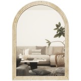 HOMCOM Oglindă de Perete &icirc;n Formă de Arc cu Margine Canelată 60x2x90 cm Bej | Aosom Romania