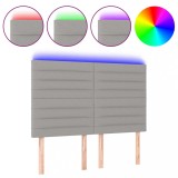 Cumpara ieftin Tablie de pat cu LED, gri deschis, 144x5x118/128 cm, textil