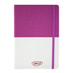 Agenda Dictando Nedatata DACO, 160 File, 14.2x21 cm, Format A5, 70 g/m?, Imitatie de Piele/Textil, Alb/Violet, Agenda Nedatata, Agende Birou cu 160 de foto