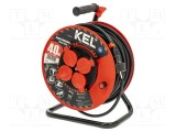 Prelungitor alimentare KEL 3x2,5mm2 bobinat cu 4 prize guma neagră