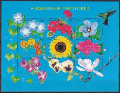 Antigua si Barbuda 1999 - Florile lumii, Bloc, MNH foto
