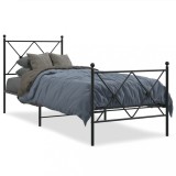 Cumpara ieftin Cadru pat metalic cu tablii de cap/picioare, negru, 75x190 cm